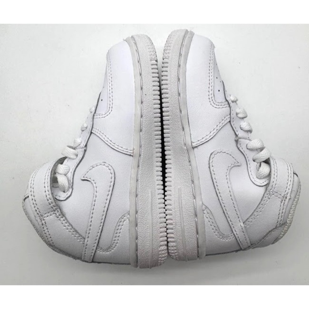 Nike Air Force 1 Mid LE White Leather Kids Sneakers Hook Loop US 8C DH2935-111